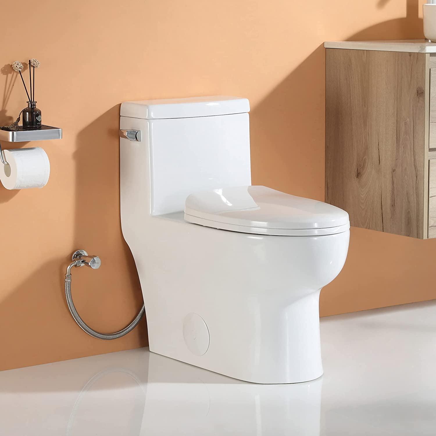 1.28 GPF Single-Flush（Left）/Dual Flush(Top) Elongated Comfort Height Floor Mounted One-Piece Toilet (Soft Closing Included)