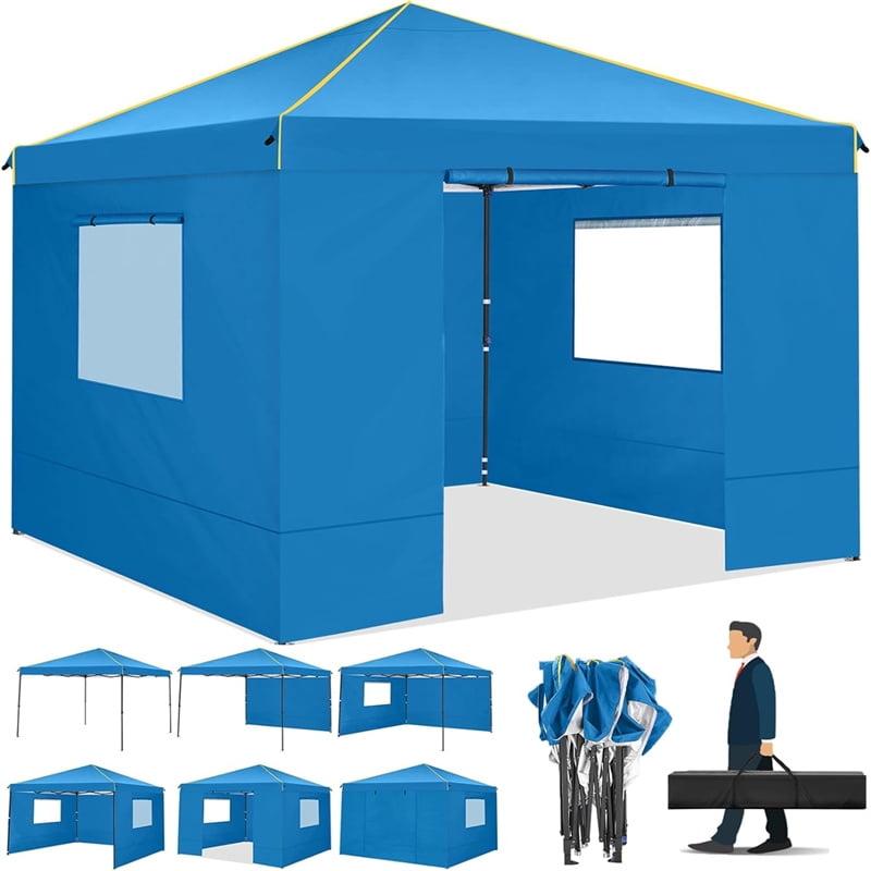 COBIZI 10x10 Pop-up Canopy Tent with 4 Sidewalls and Mesh Windows 2.0, Waterproof Commercial Instant Outdoor Canopy Tents for Party/Exhibition/Picnic with Carry Bag,4 Stakes & Ropes,Dark Blue