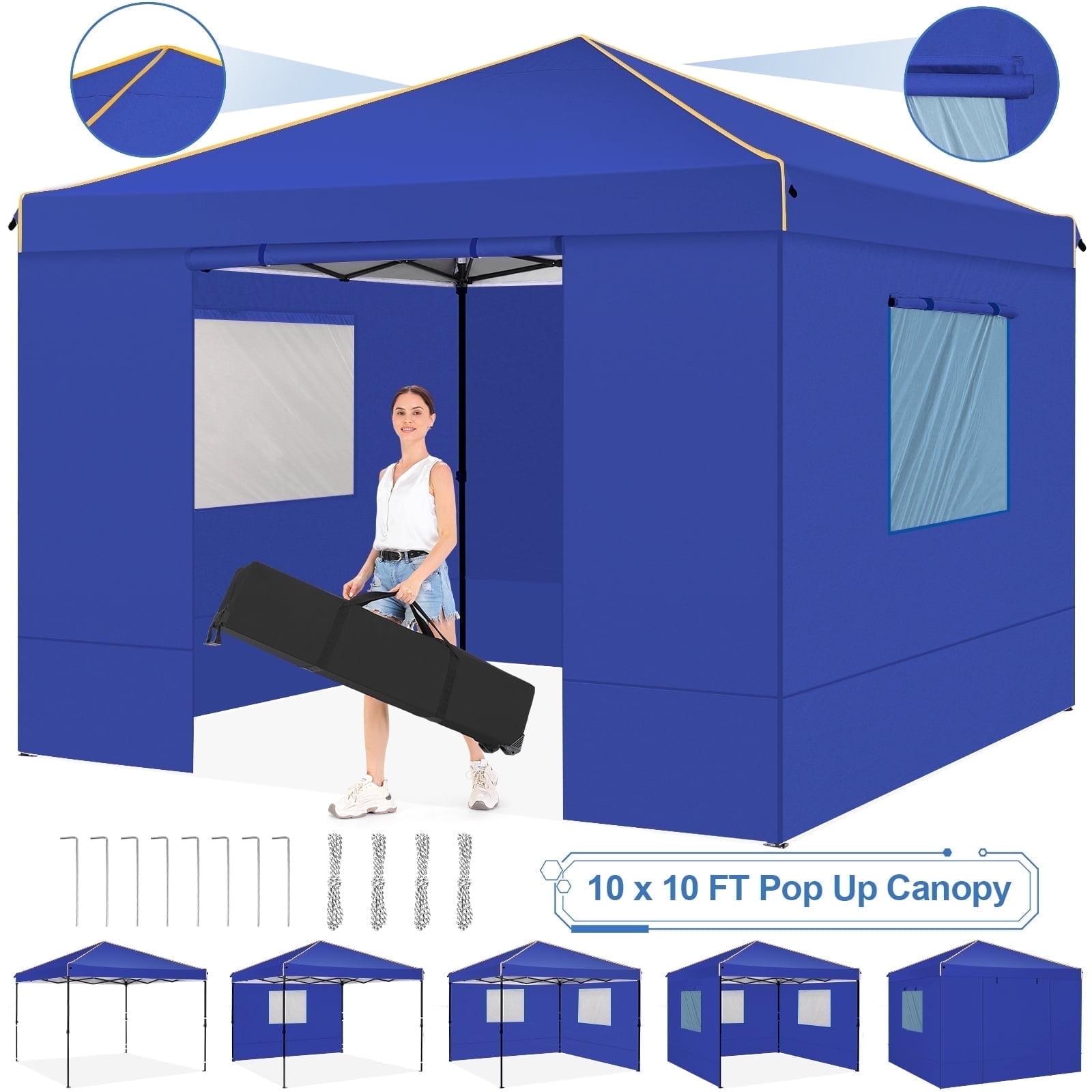 COBIZI 10x10 Pop-up Canopy Tent with 4 Sidewalls and Mesh Windows 2.0, Waterproof Commercial Instant Outdoor Canopy Tents for Party/Exhibition/Picnic with Carry Bag,4 Stakes & Ropes,Dark Blue
