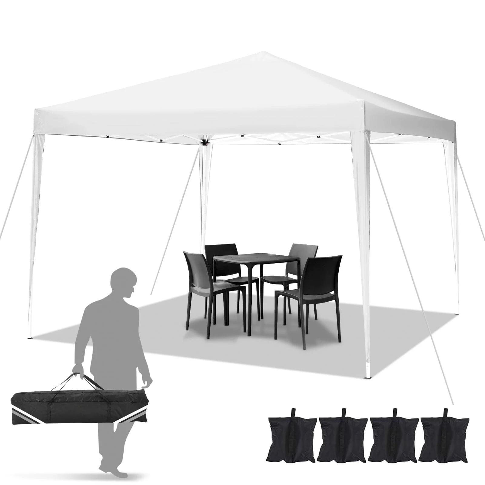 Costway Patio 10x10ft Outdoor Instant Pop-up Canopy Folding Sun Shelter Carry Bag Navy/Grey/White