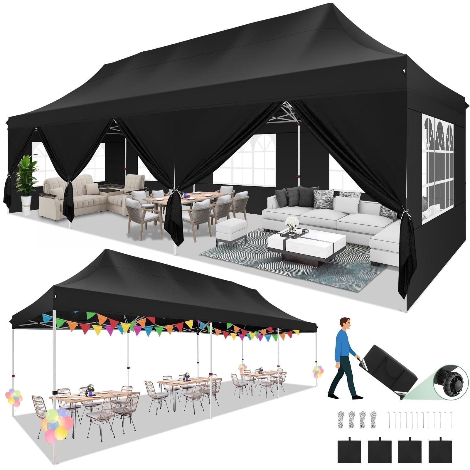 Black 10x30 Waterproof Alloy Steel Pop-Up Canopy Tent