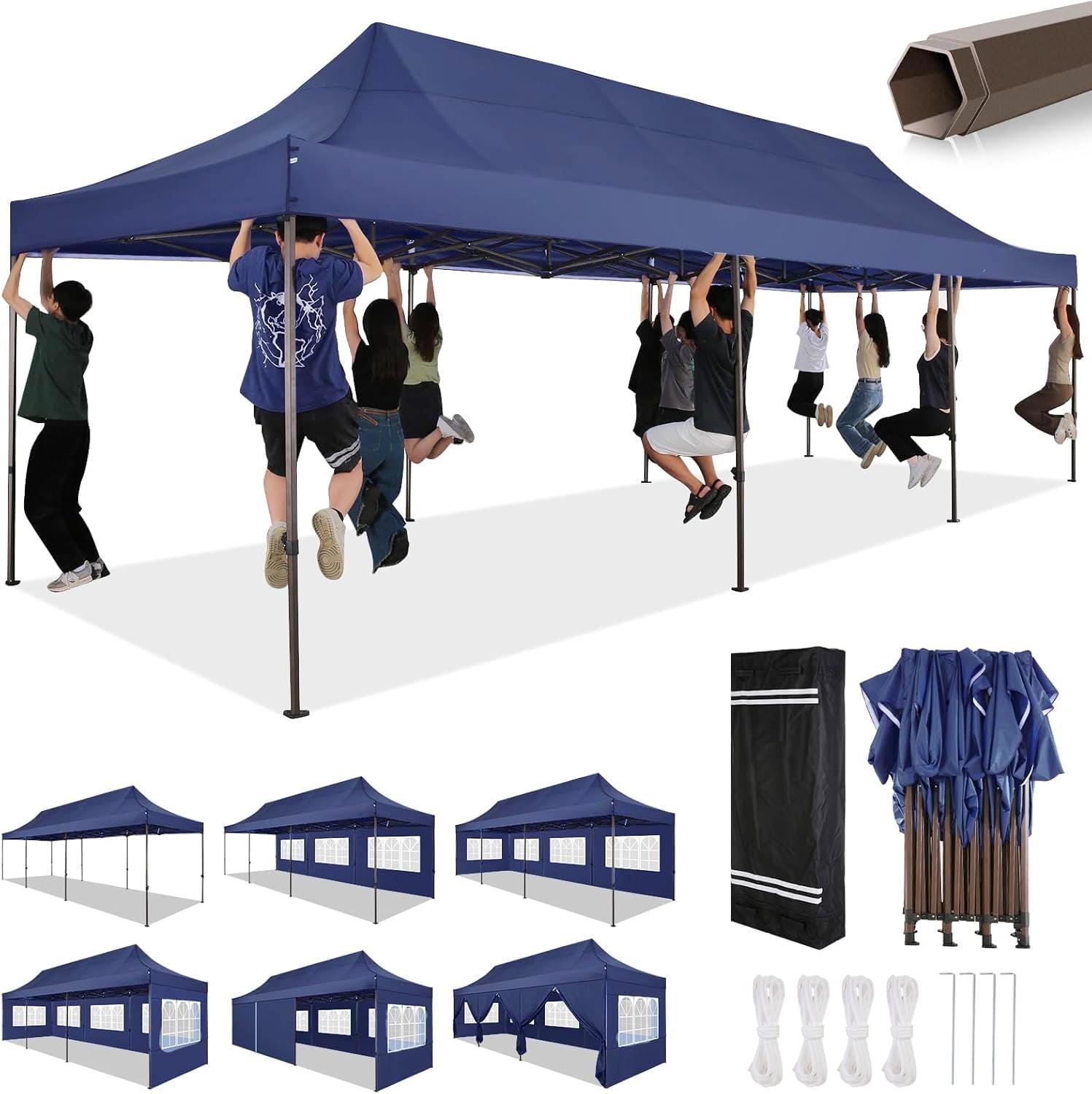 10×30 FT Pop Up Heavy Duty Party Tent with Walls Canopy Commercial Tent with Metal Frame