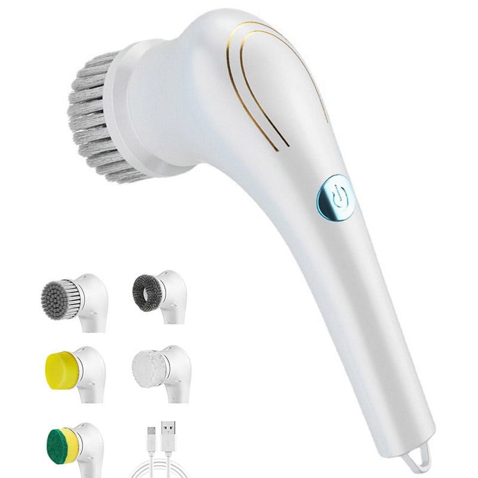 WYQLFSB Cordless Electric Spin Scrubberwith 5 Replaceable Heads Multifunctional Automatic Telescopic Handheld Cordless Clean Brush Smart Floor Scrubber Mop Electric Cleaning Brush