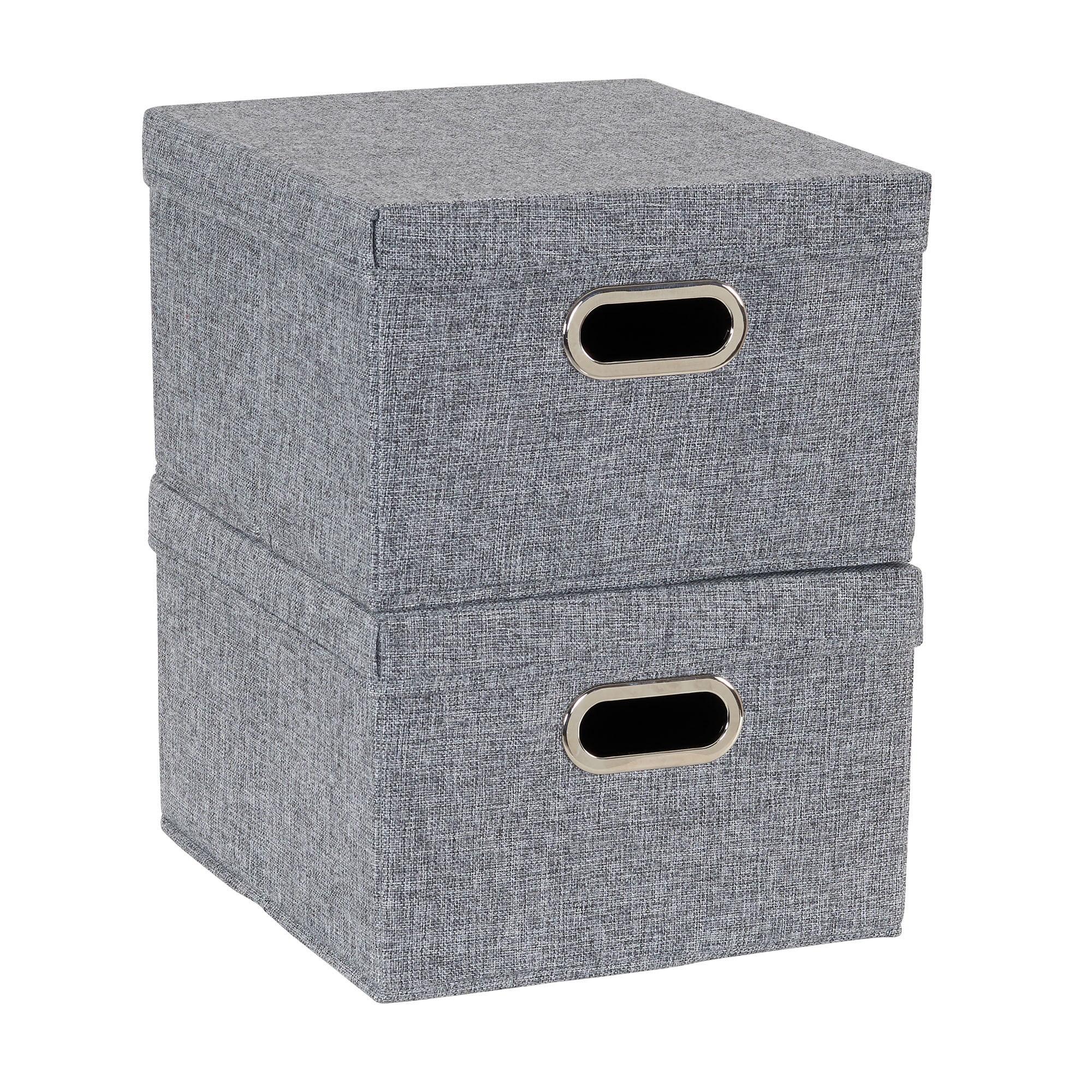 Storage Boxes with Lids, 2 Piece Set with Durable Grommet Handles, PP Non-Woven Fabric with Strong Chipboard Siding, Foldable and Stackable, Easily Accessible, Versatile