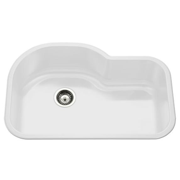 Houzer Porcela 31.25'' L Undermount Single Bowl Stainless Steel Kitchen Sink PCH-3700 WH