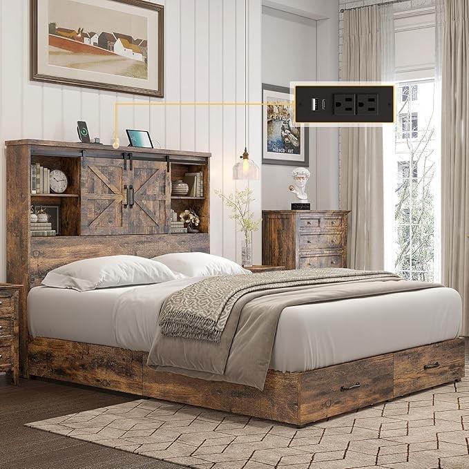 Sherell Wooden Bookcase Bed Frame
