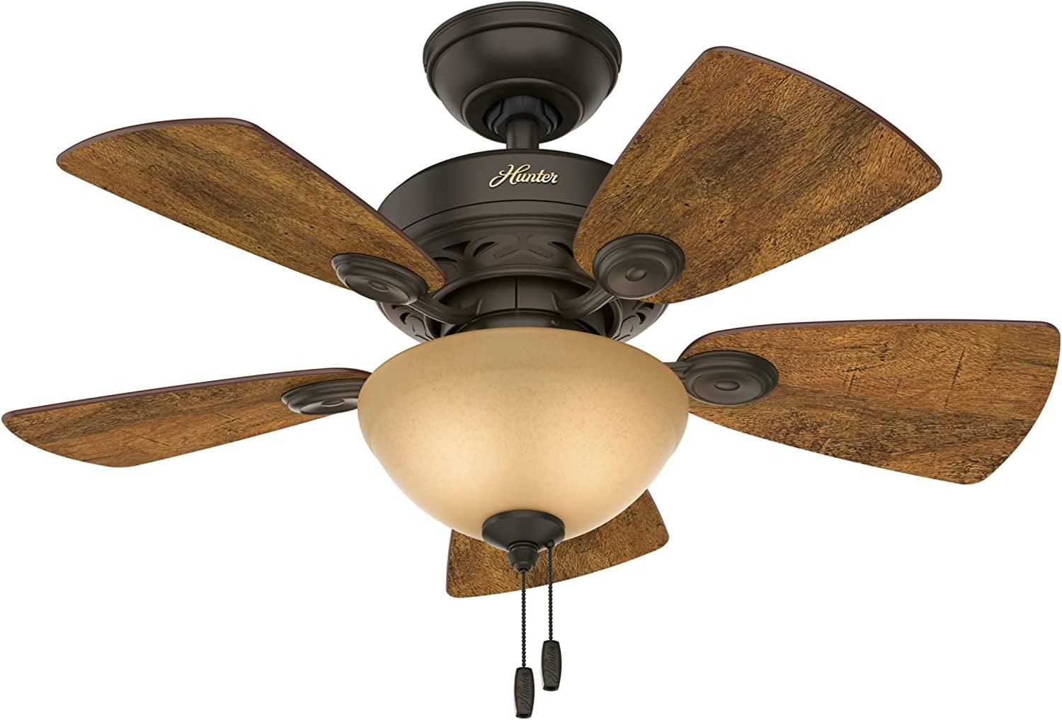 WhisperWind 34" New Bronze Ceiling Fan with Walnut Blades and LED Lights