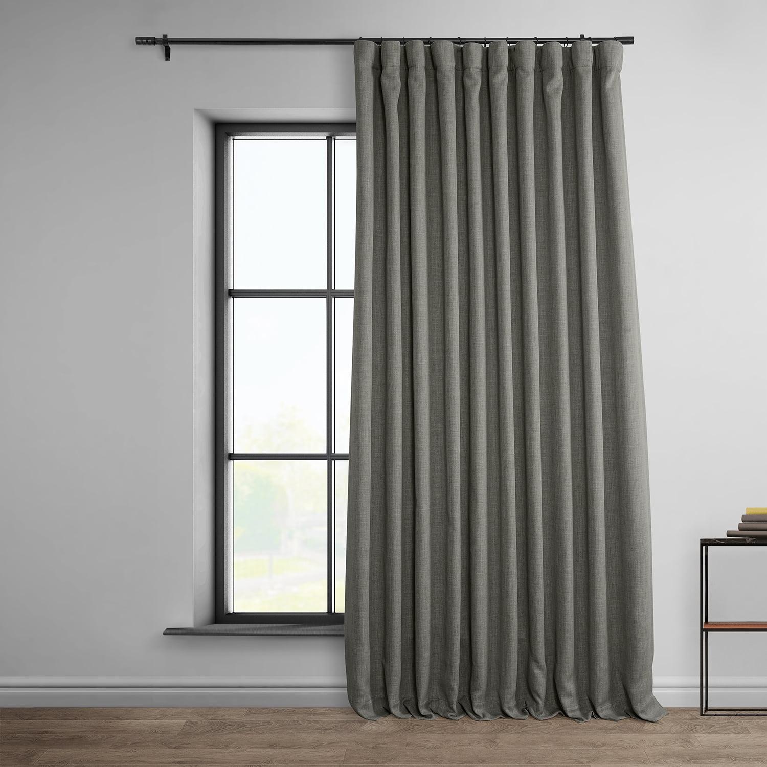 Textured Faux Linen Rod Pocket Room Darkening Curtains for Bedroom & Living Room Curtains - Single Panel Drapes