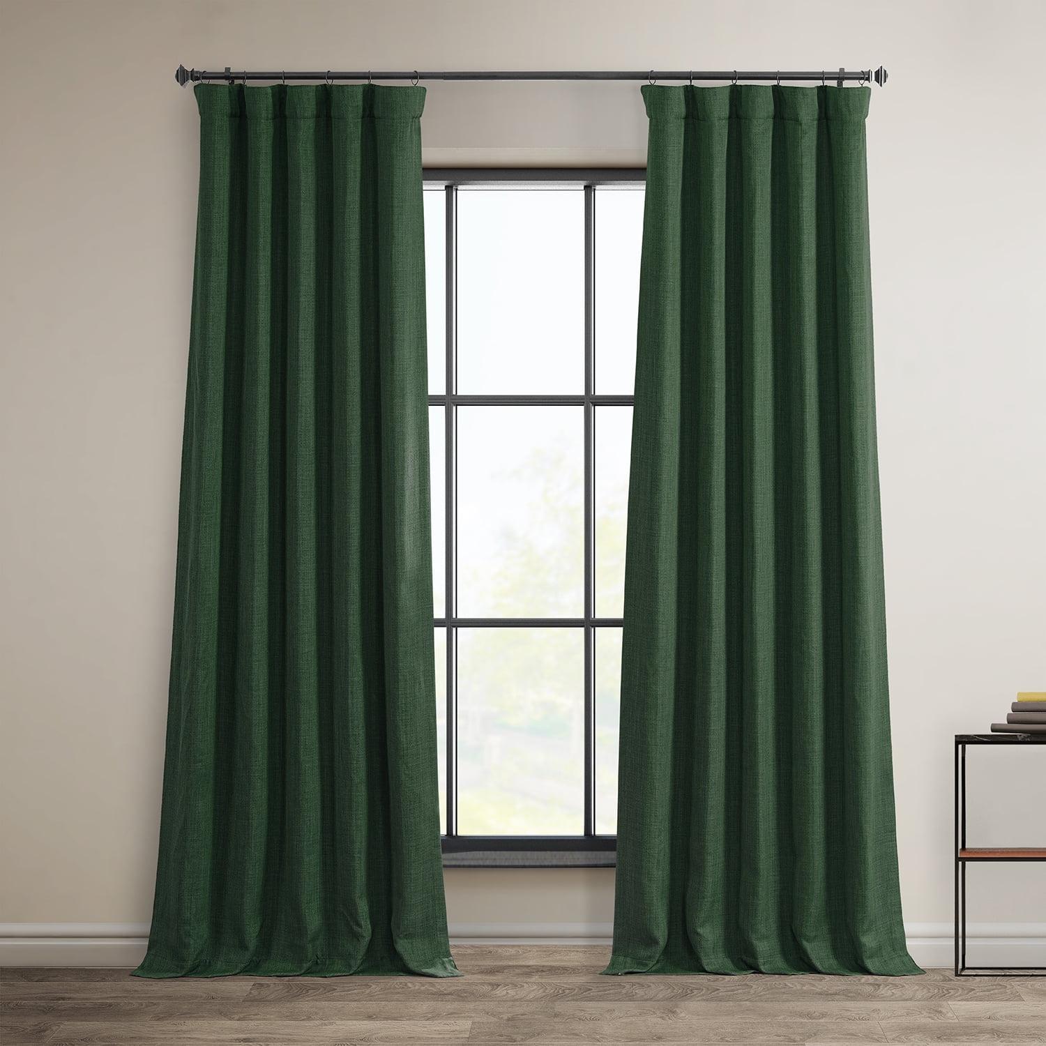HPD Half Price Drapes Key Green Faux Linen Room Darkening Curtains for Bedroom & Living Room Curtains (1 Panel), Door & Window Curtains 84 inches long, Rod Pocket Curtains & Drapes, 50W X 84L