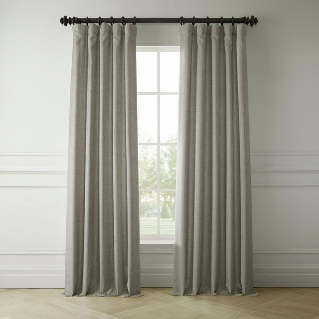 HPD Half Price Drapes Taupe Grey Italian Faux Linen Room Darkening Curtains with Rod Pocket - 1 Panel - Window Curtains for Living Room & Curtains for Bedroom, 50W X 84L