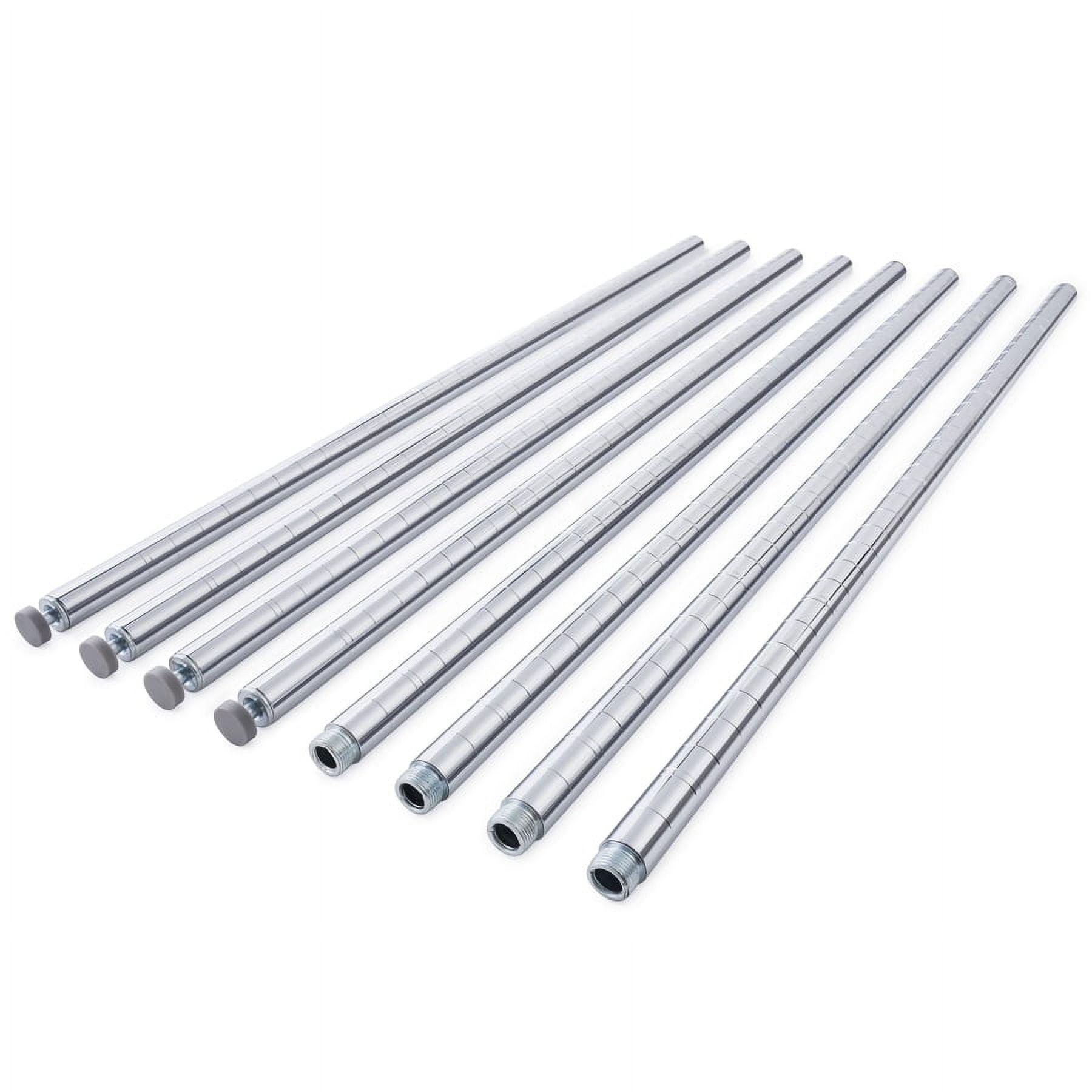 82" Chrome Wire Shelving Poles with Adjustable Feet, 4-Pack