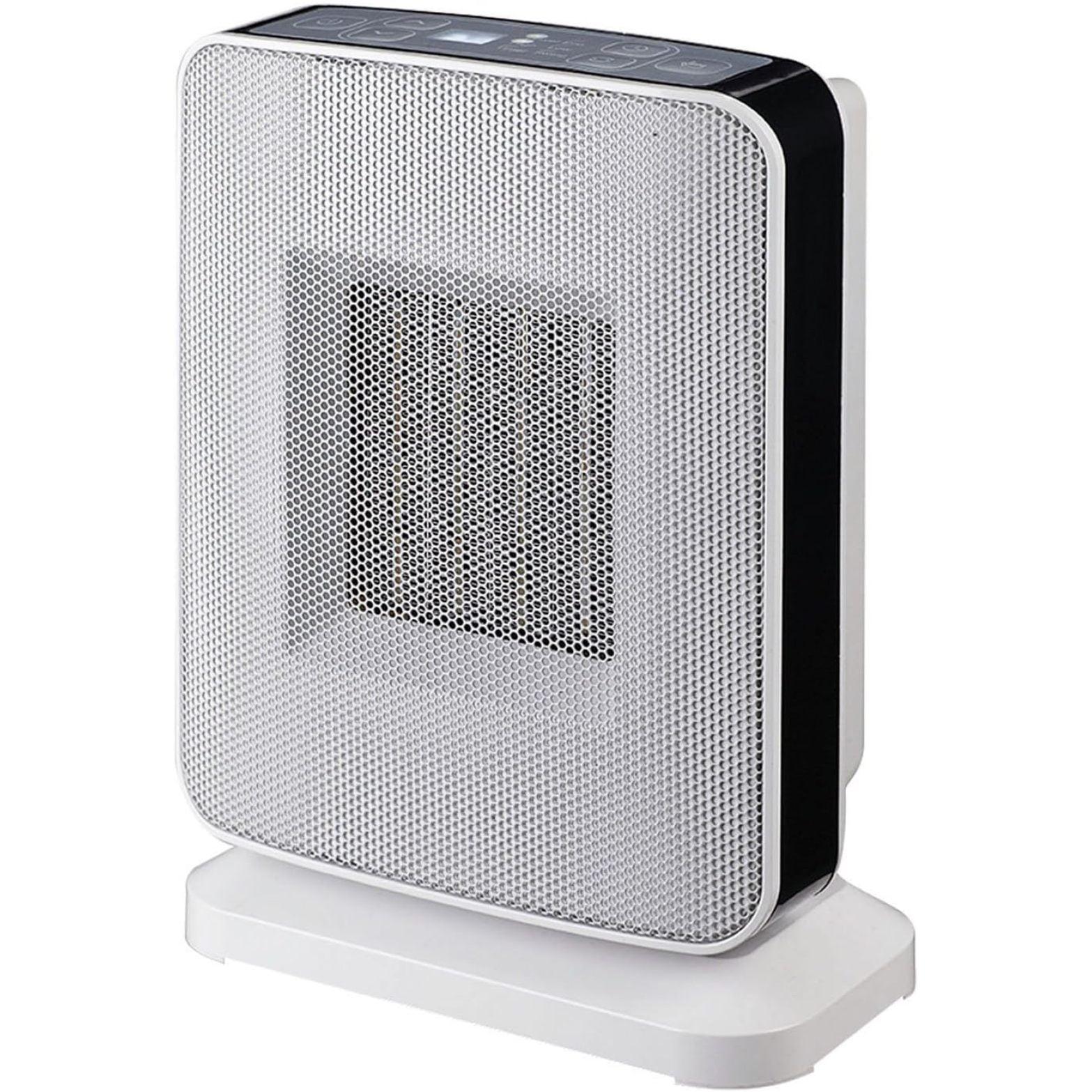 Compact Gray Ceramic Oscillating Heater with Thermostat & Auto Shut-off