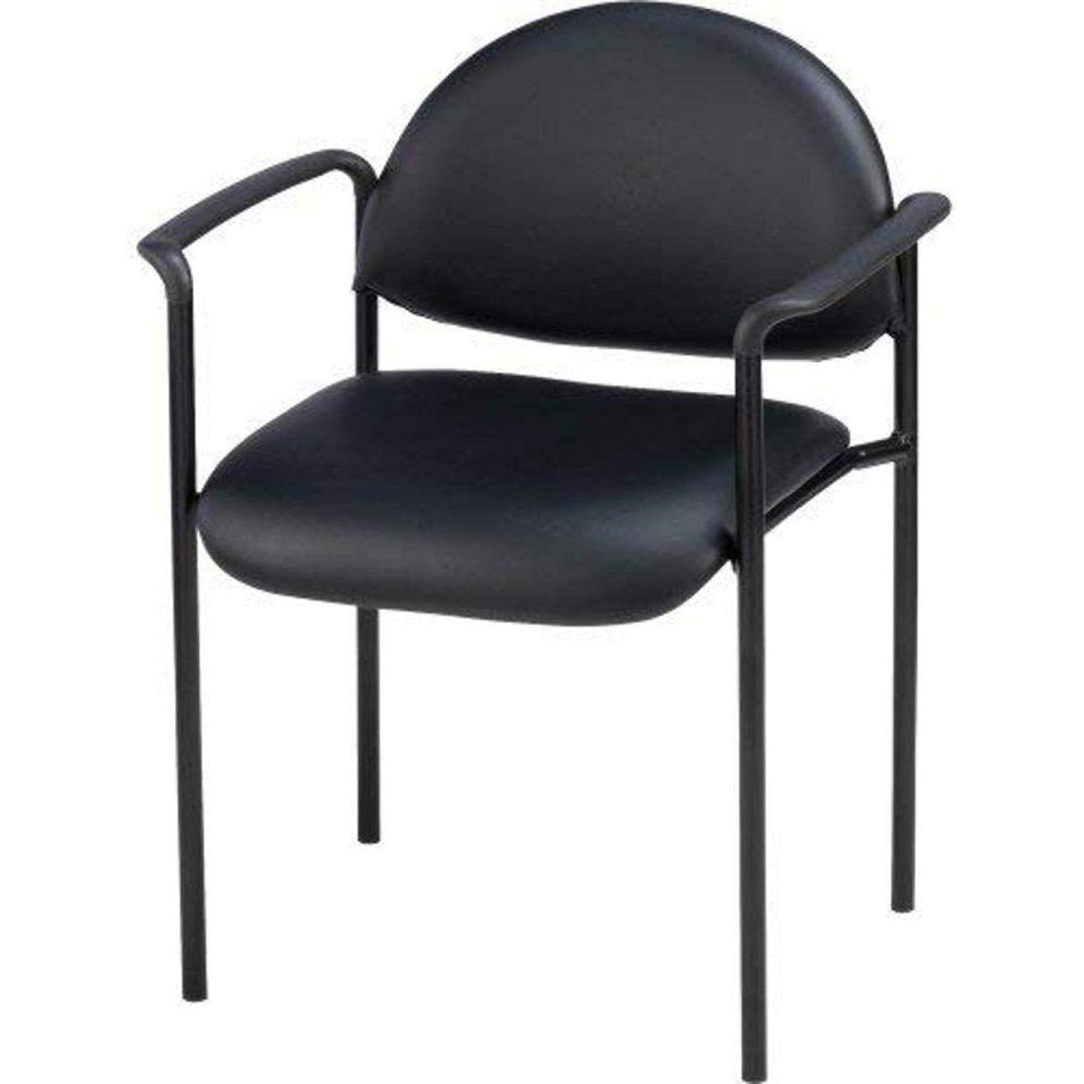 Modern Black Vinyl and Metal Stackable Reception Chair