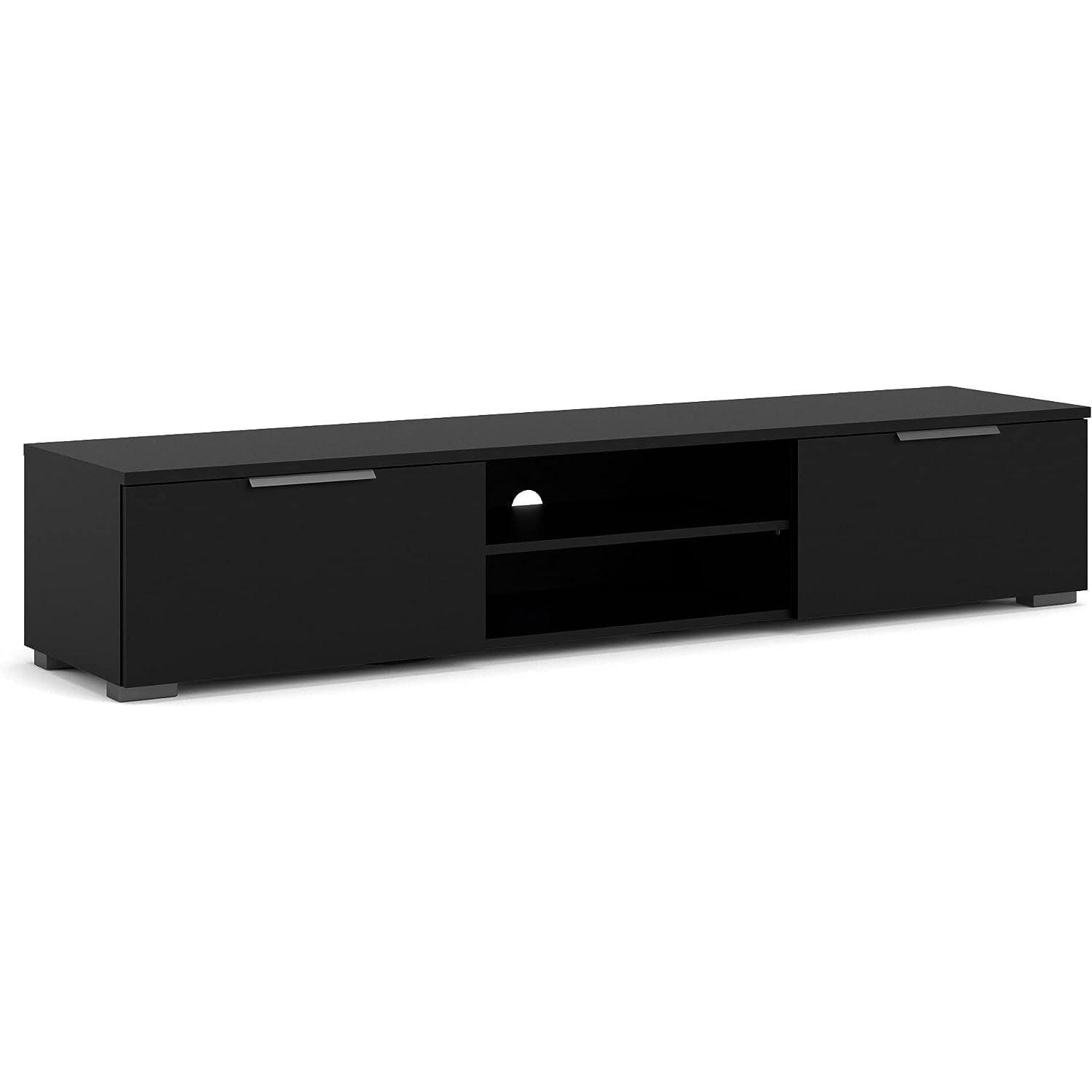 Match 2 Drawer 2 Shelf TV Stand, Black Matte