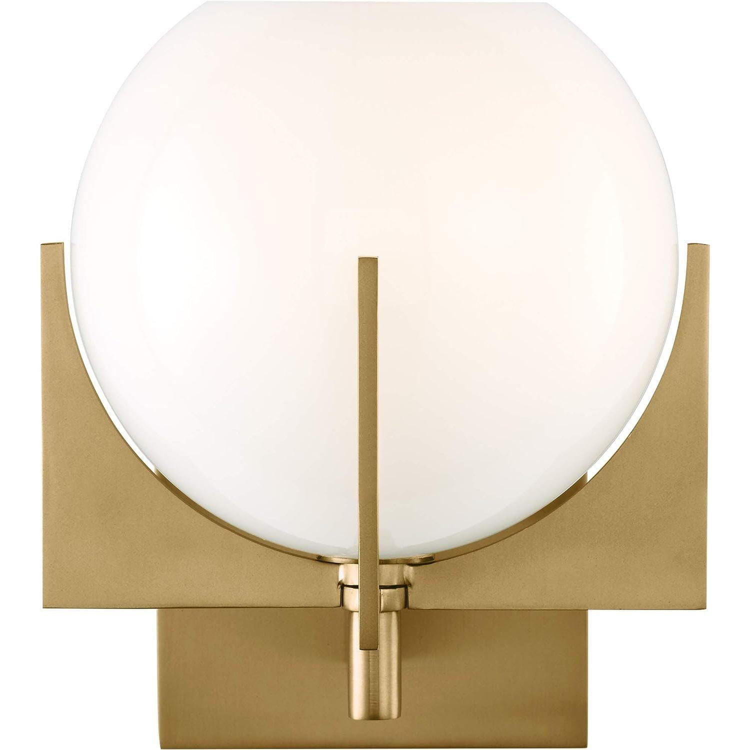 Abbott Retro-Inspired Burnished Brass Wall Sconce with Milk Glass Shade