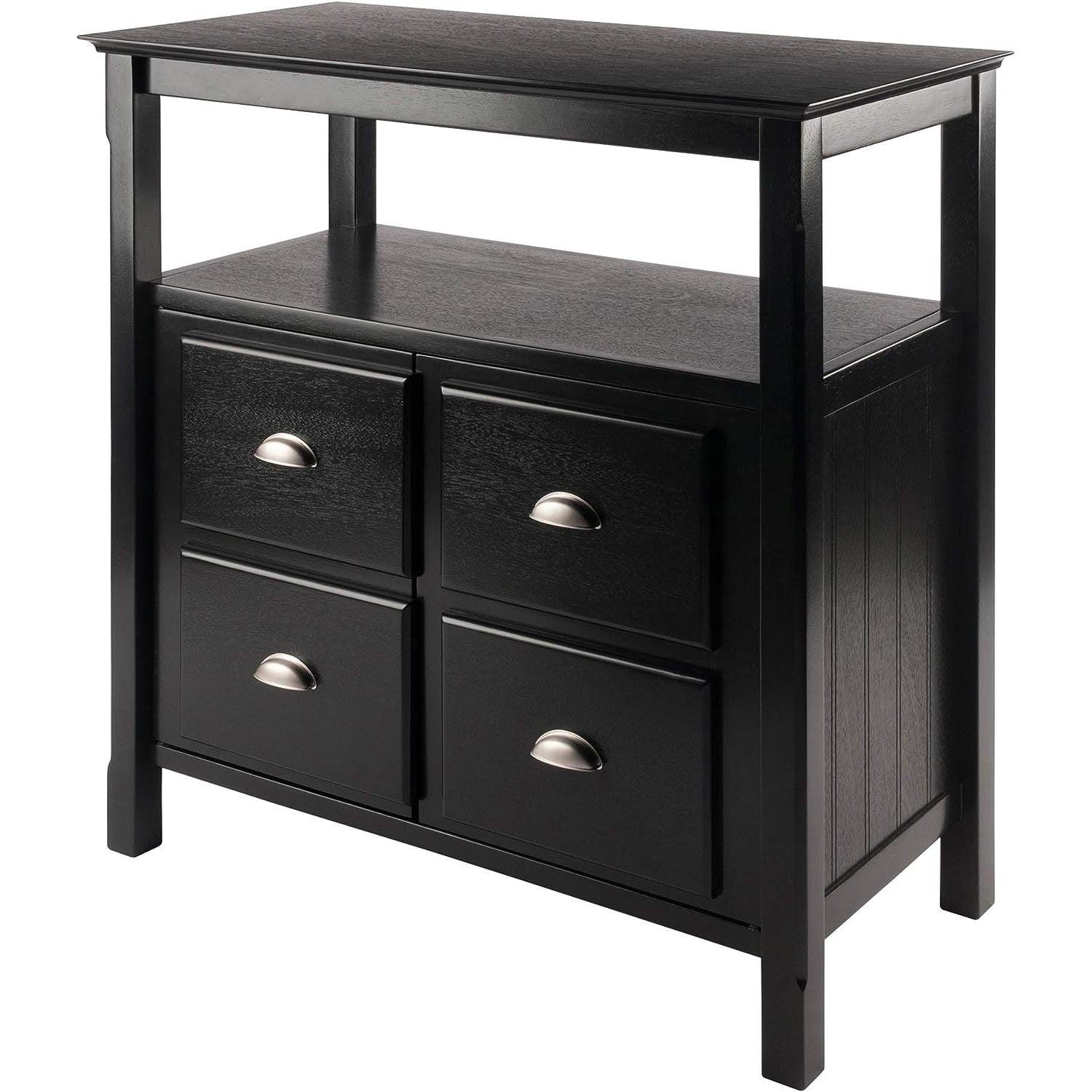 Winsome Timber 36" Transitional Buffet Cabinet in Matte Black