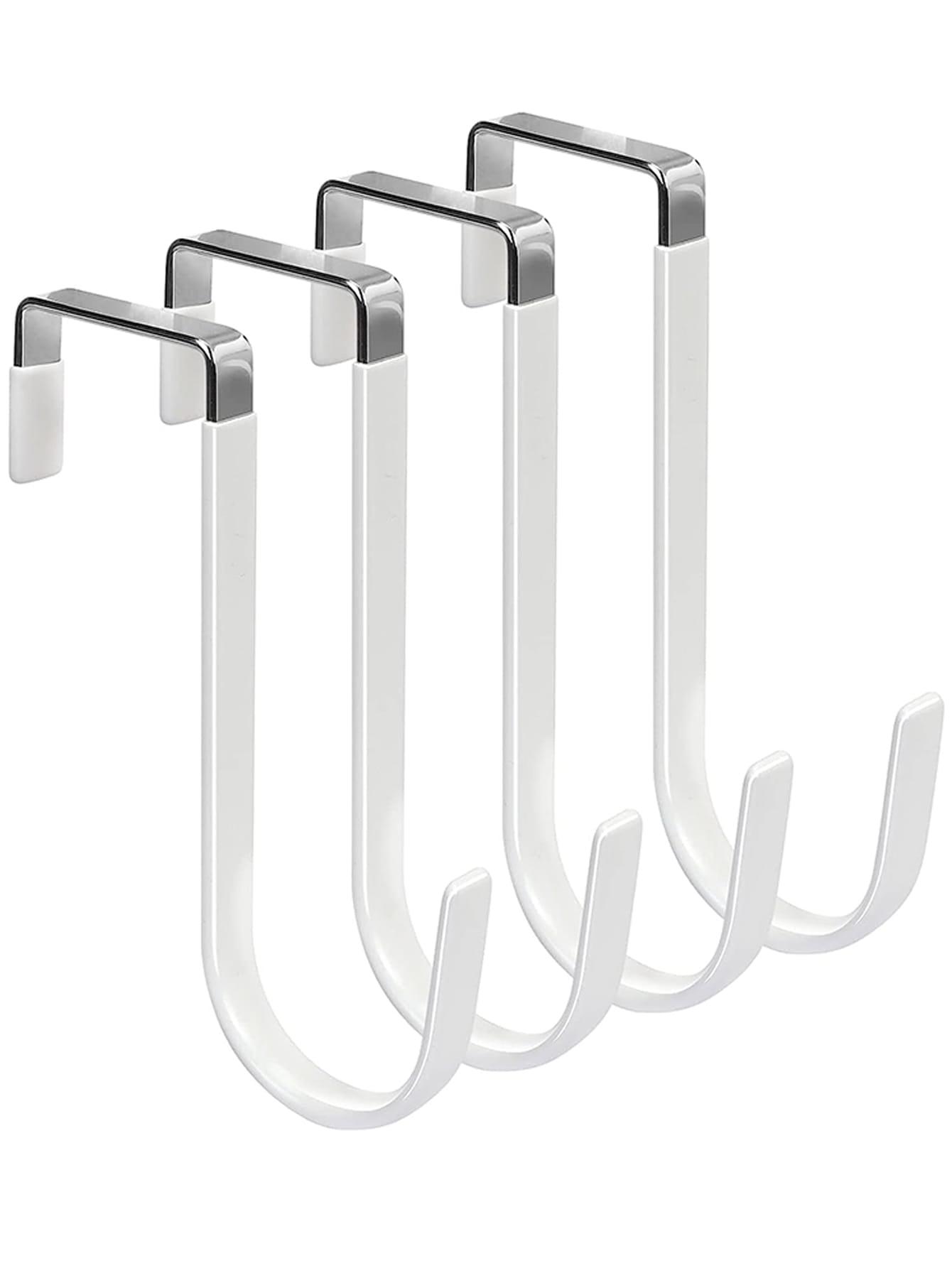 HUNANYG Over The Door   4 Pack Door Hangers  With Rubber Prevent Scratches Heavy Duty Organizer  For Living Room  Bathroom  Bedroom  Kitchen Hanging Clothes  Towels  Hats  Coats  Bags Whi