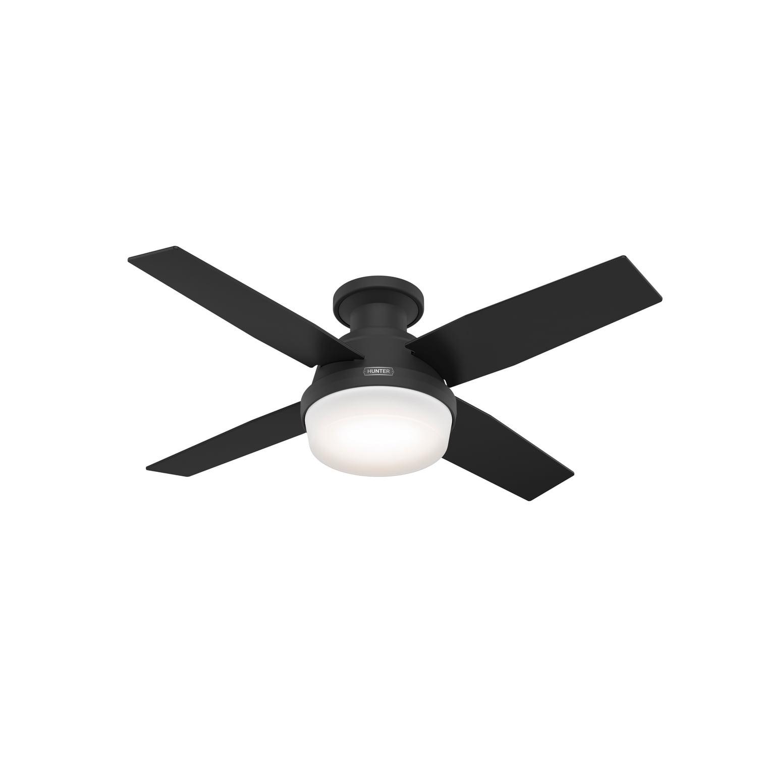 Dempsey Low Profile 44" 4 - Blade Flush Mount Ceiling Fan with Lights and Remote