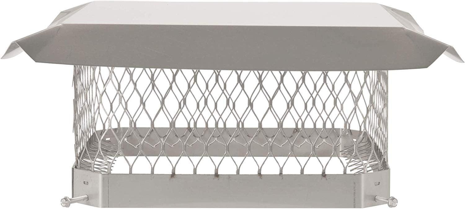 HY-C SCSS1313 Shelter Bolt On Single Flue Chimney Cover, Mesh Size 3/4", Fits Outside Existing Clay Flue Tile Dimensions 13" x 13", Stainless Steel