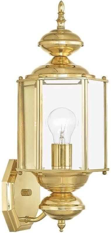 Polished Brass Outdoor Lantern Sconce with Clear Beveled Glass