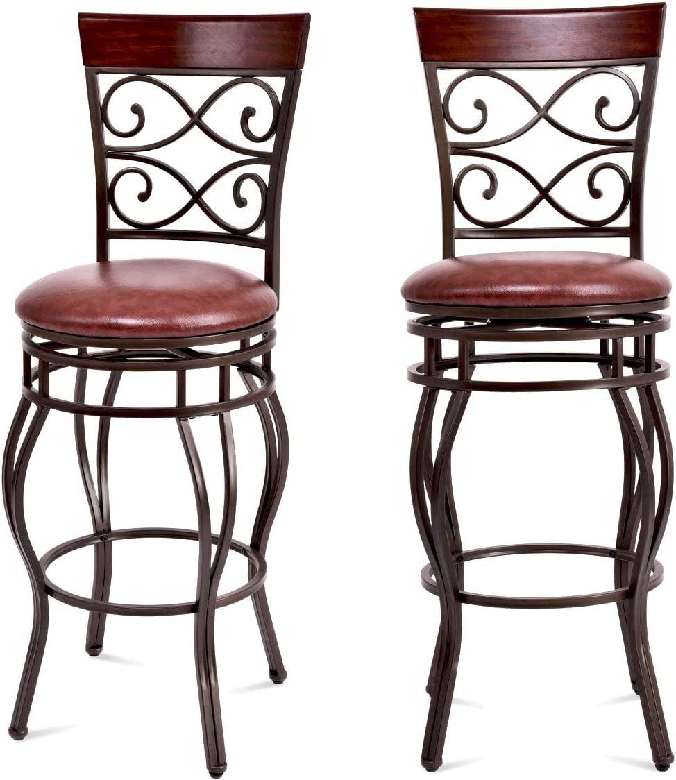 Tangkula 2PCS Bar Stools Dining Kitchen Pub Chair