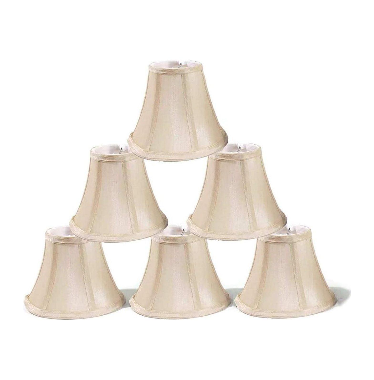 Elegant Cream Faux Silk Bell Chandelier Shades, Set of 6