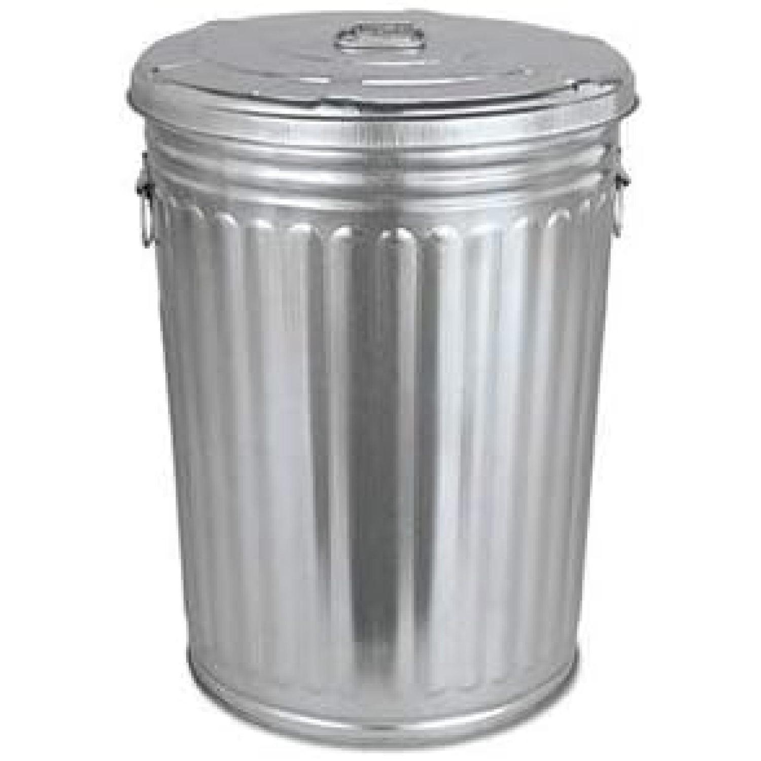 Pre-Galvanized Trash Can with Lid Round, Steel, 20gal, Grey, Outdoor Garbage Can.