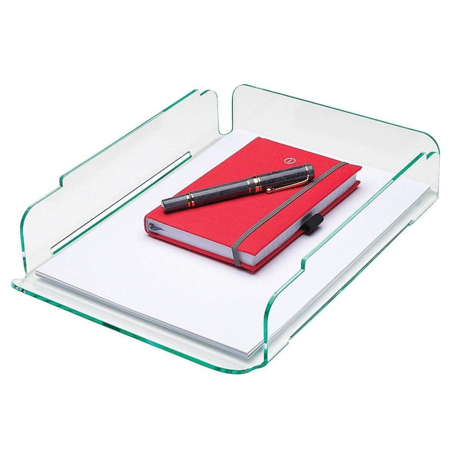 Clear and Green Acrylic Single Stack Letter Tray