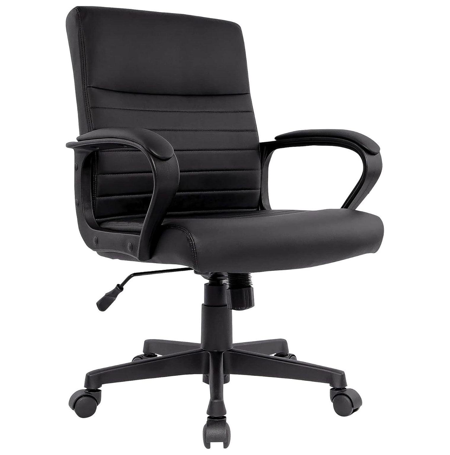 24396771 Leather Mid-Back Manager Chair, Black