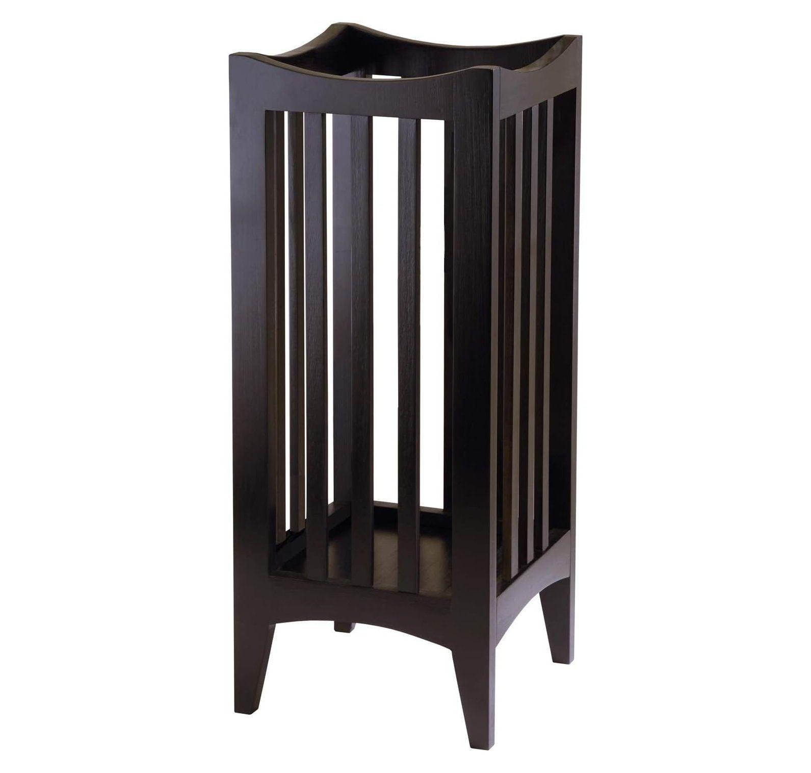 Cappuccino Brown Wood Slatted Umbrella Stand