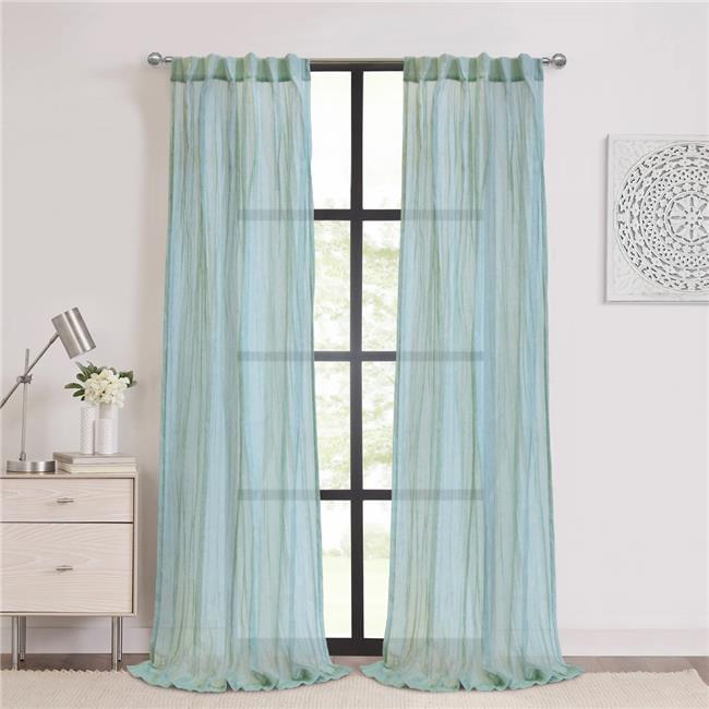 Pale Thyme Sheer Pleated Polyester Rod Pocket Curtains