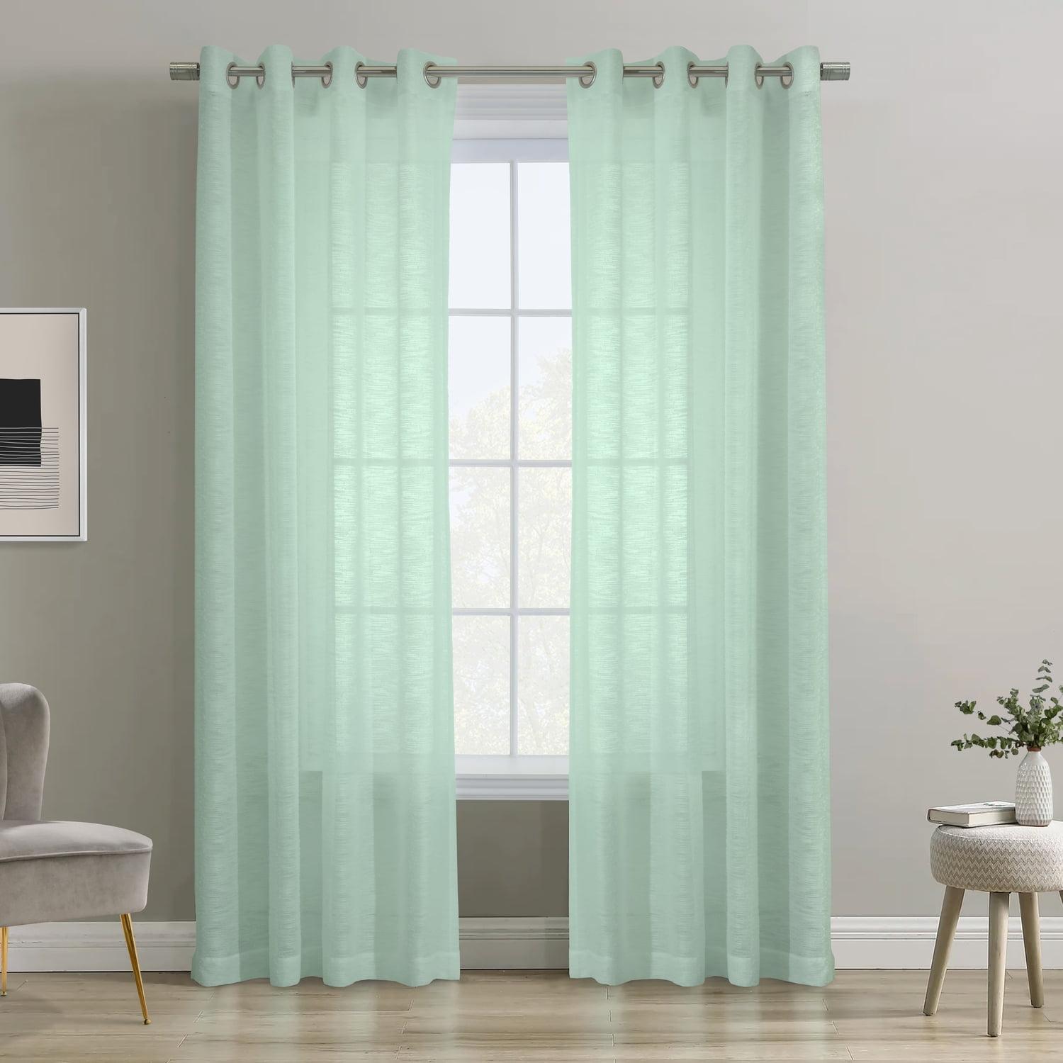 Surf Spray Sheer Polyester Grommet Curtain Panel 52 x 95 Inch