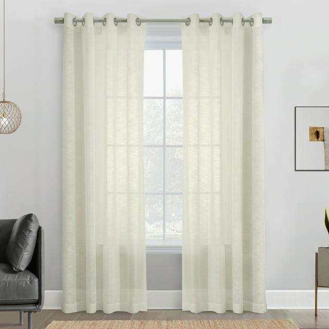 Habitat Boucle Sheer Premium Stylish and Functional Grommet Curtain Panel 52" x 95" Off White