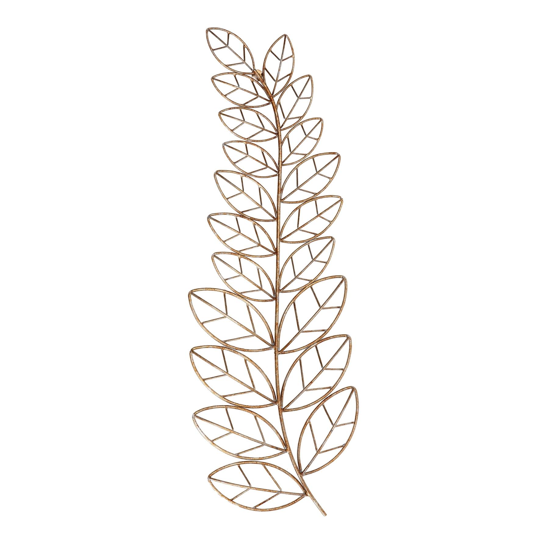 Brewster Eber Leaves Metal Wall Art: Iron Fern Sculpture, Copper Patina Finish, 33" Wide