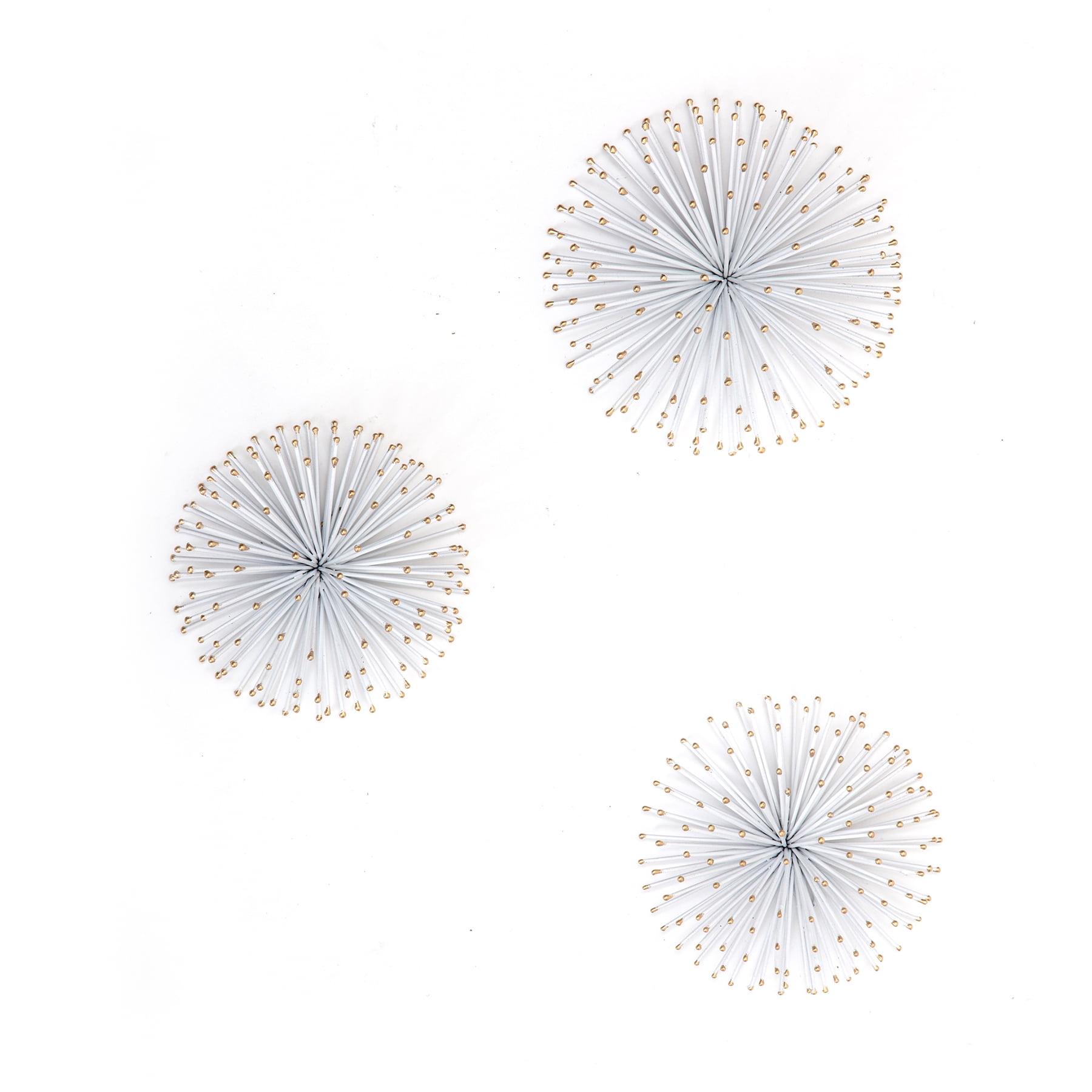 Dande White and Gold Starburst Metal Wall Art Set of 3