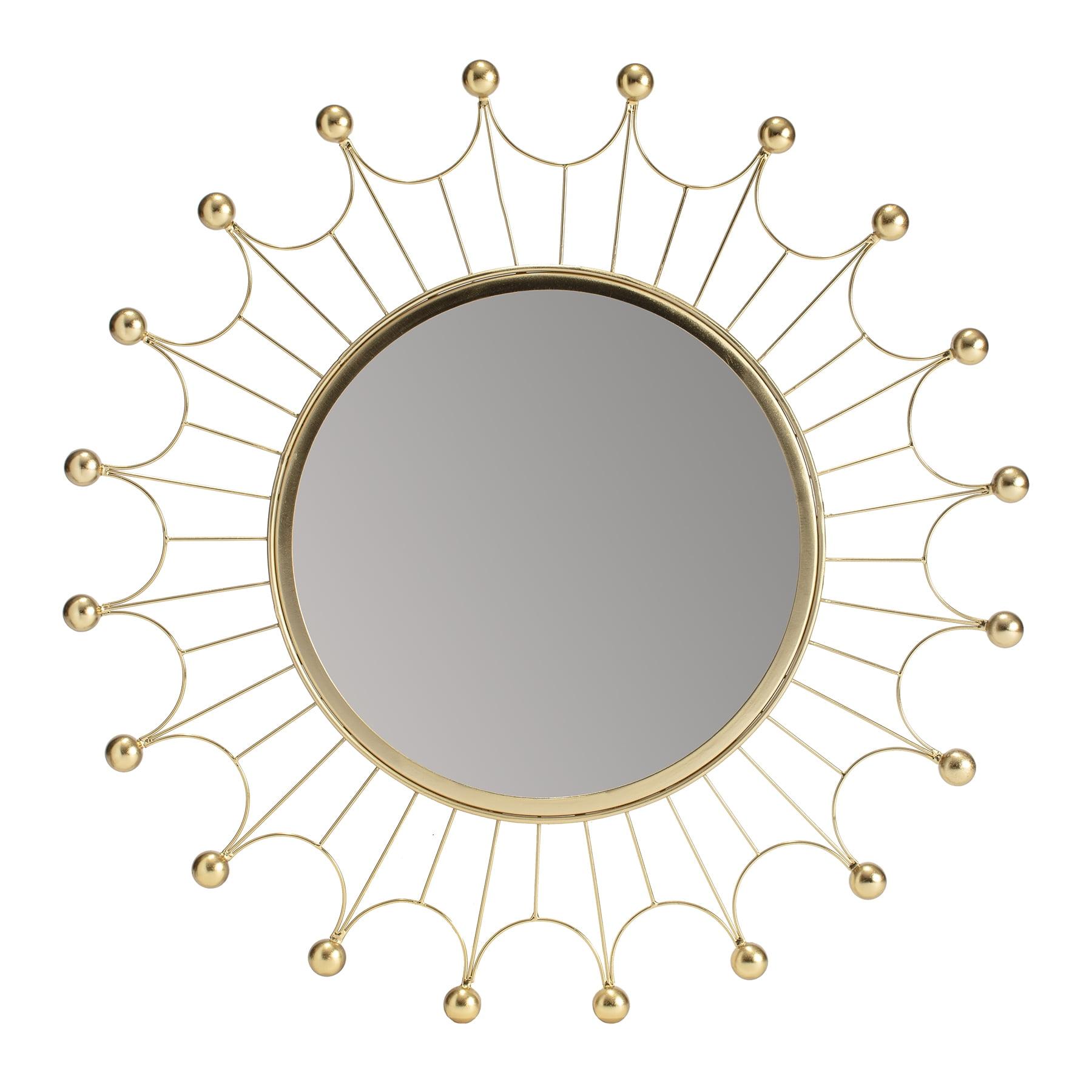 25" Round Frameless Gold Bulb Accent Wall Mirror