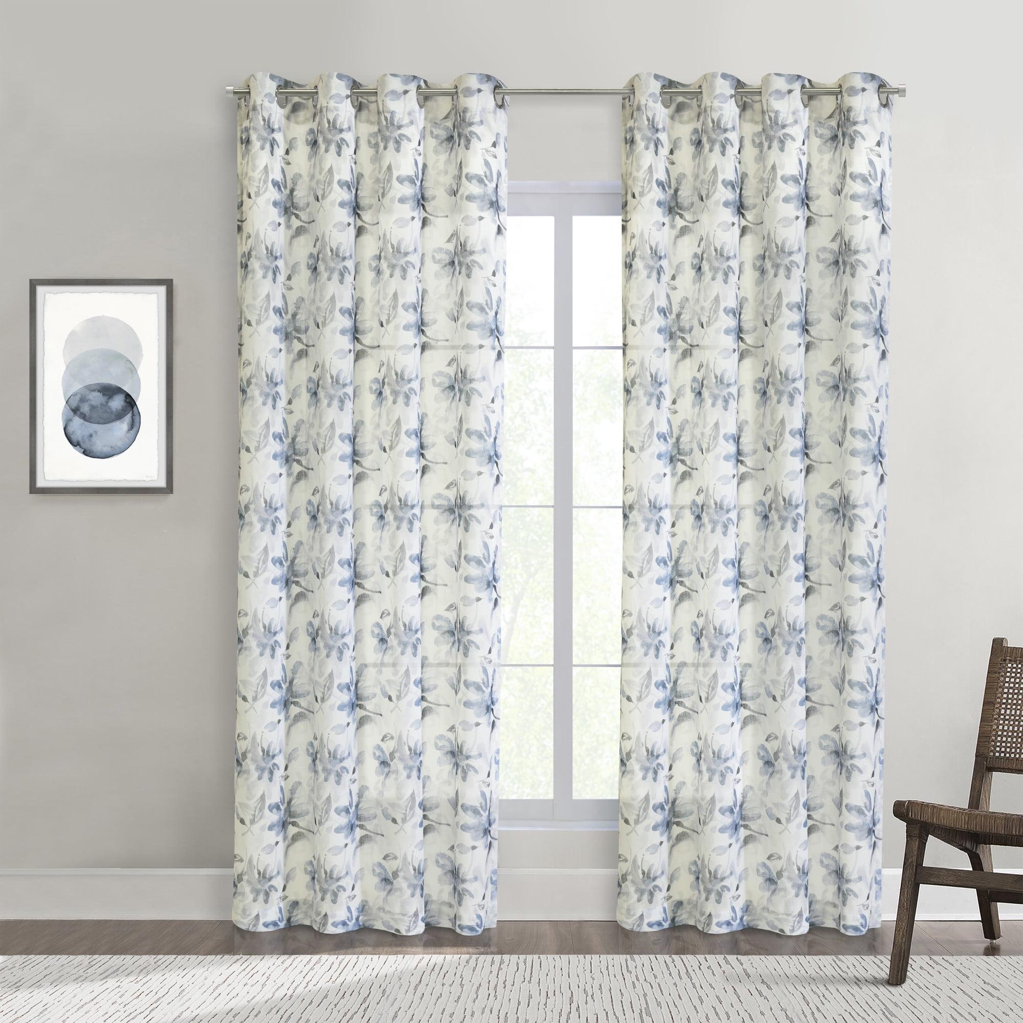 Habitat Florence Sheer Grommet Subtle Watercolor Floral Design Curtain Panel for Livingroom Bedroom 52" x 95" Multicolor