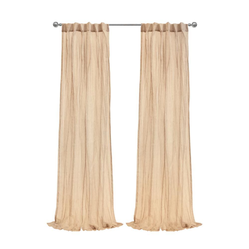 Habitat Paloma Sheer Dual Header Stylish and Functional Curtain Panel 52" x 108" Apricot