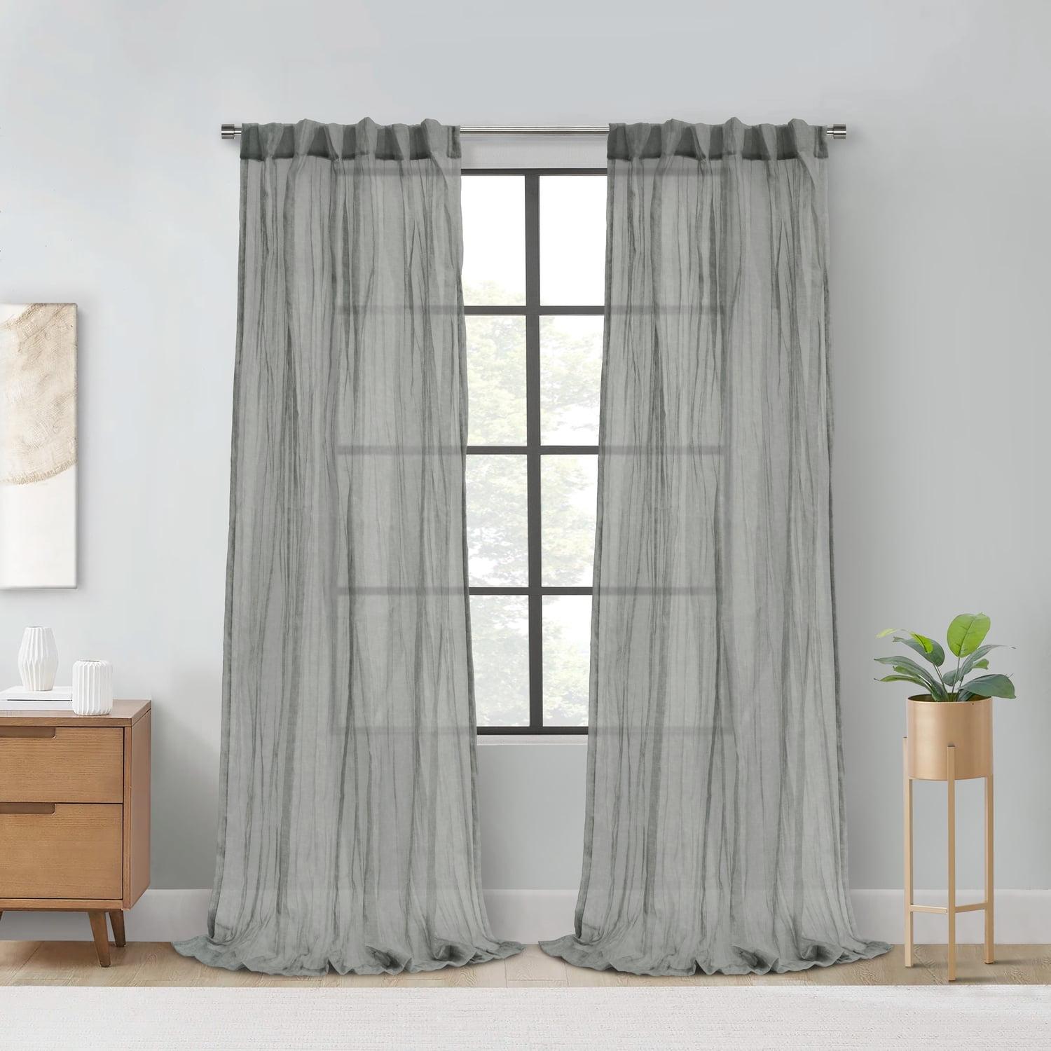 Habitat Paloma Sheer Dual Header Stylish and Functional Curtain Panel 52" x 108" Grey