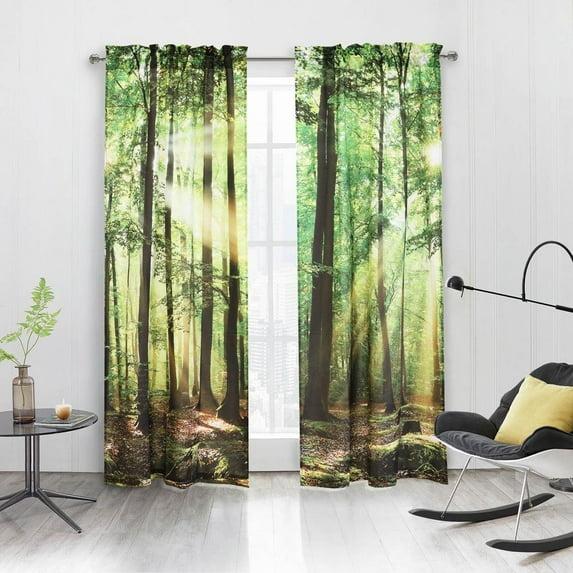 Habitat Photo Real Colorful Forest Pole Top Light Filtering Decorative Curtain Pair Each 38" x 84" Multicolor