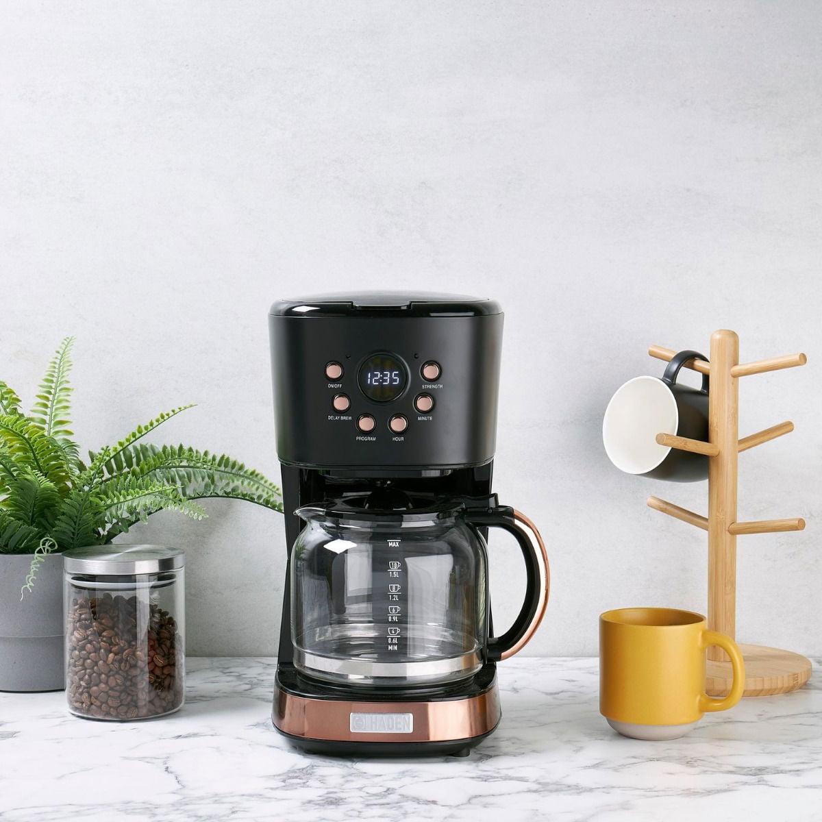 HADEN Black and Copper Programmable Drip Coffee Maker
