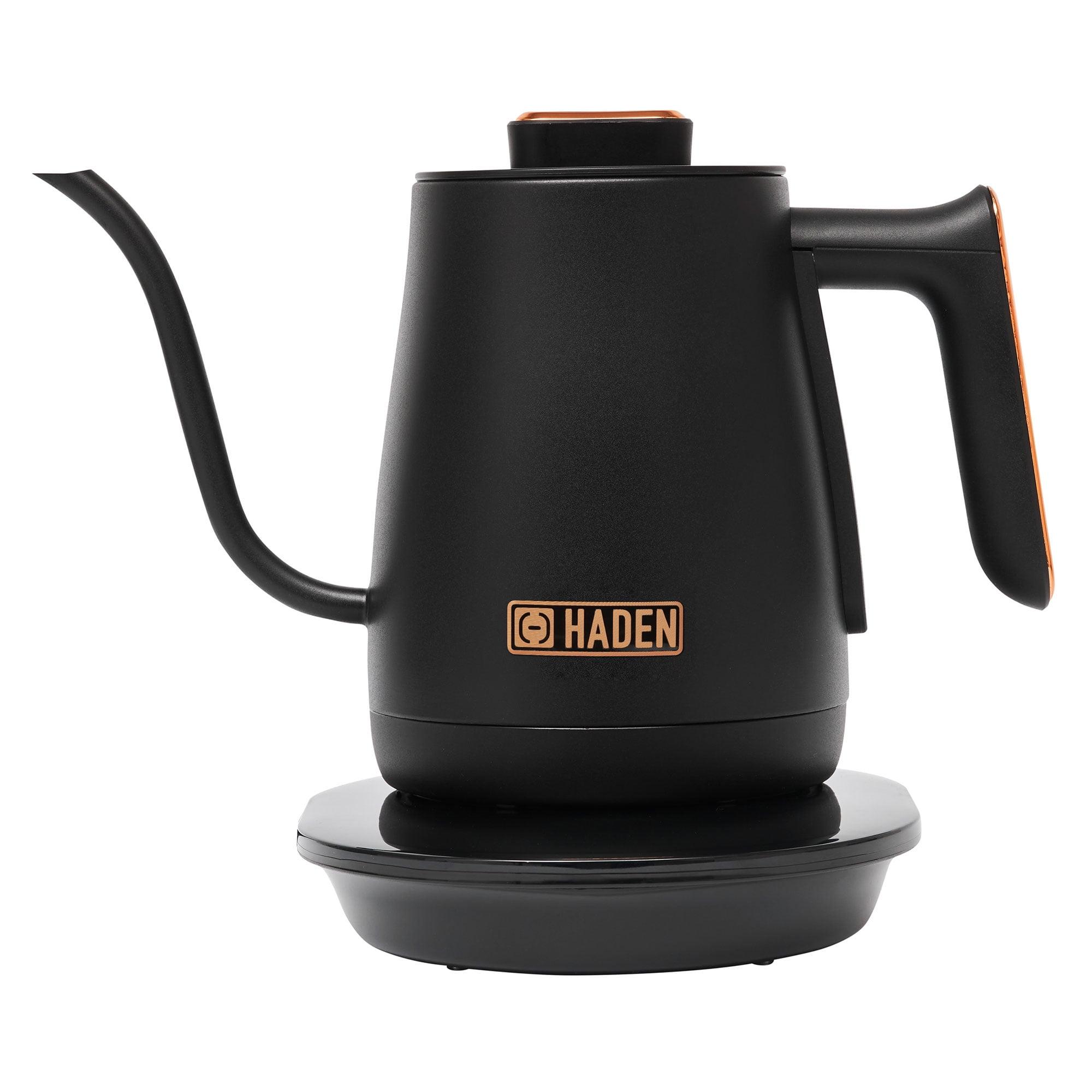 Haden Gooseneck 0.6L Pour Over Cordless Digital Stainless Steel Electric Kettle Black/Copper: 1200W, 1 Year Warranty