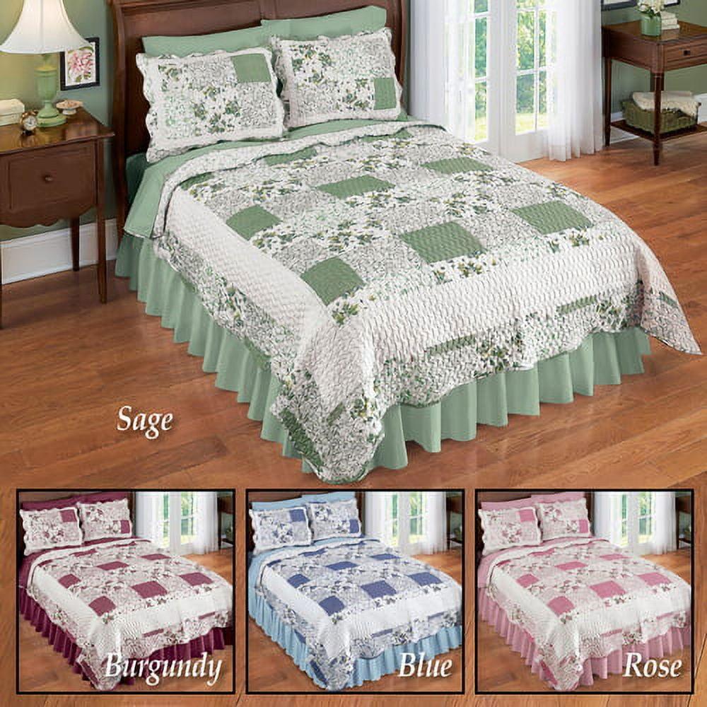 Hadley Blue King Reversible Floral Patchwork Quilt