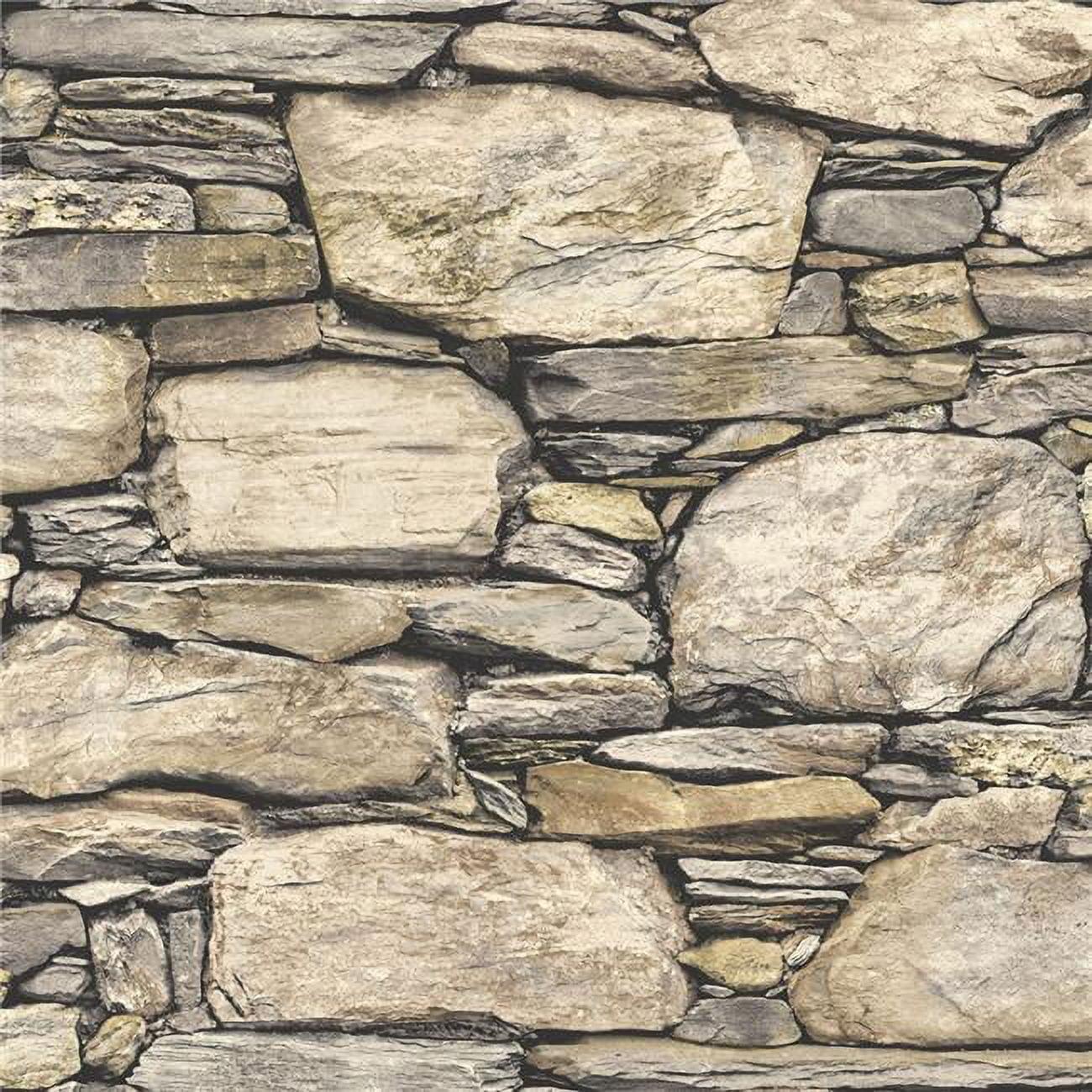 NuWallpaper Hadrian Stone Wall Vinyl Peel And Stick Wallpaper, 216-in by 20.5-in, 30.75 sq. ft.