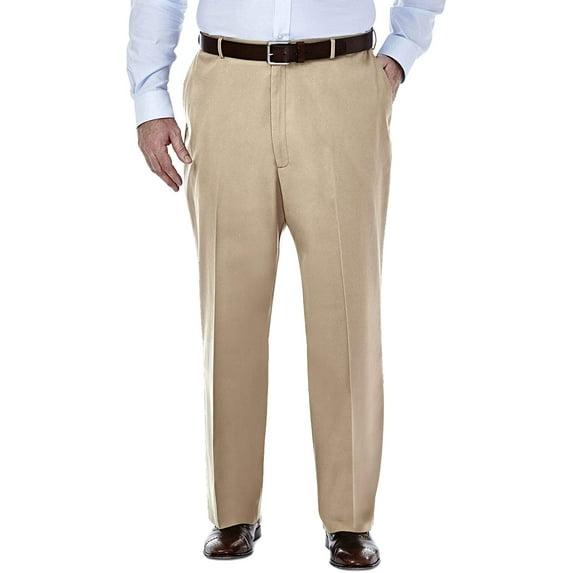 Haggar Mens Big-Tall Premium No Iron Khaki Classic-Fit Expandable-Waist Plain-Front Pant 52W x 30L Khaki