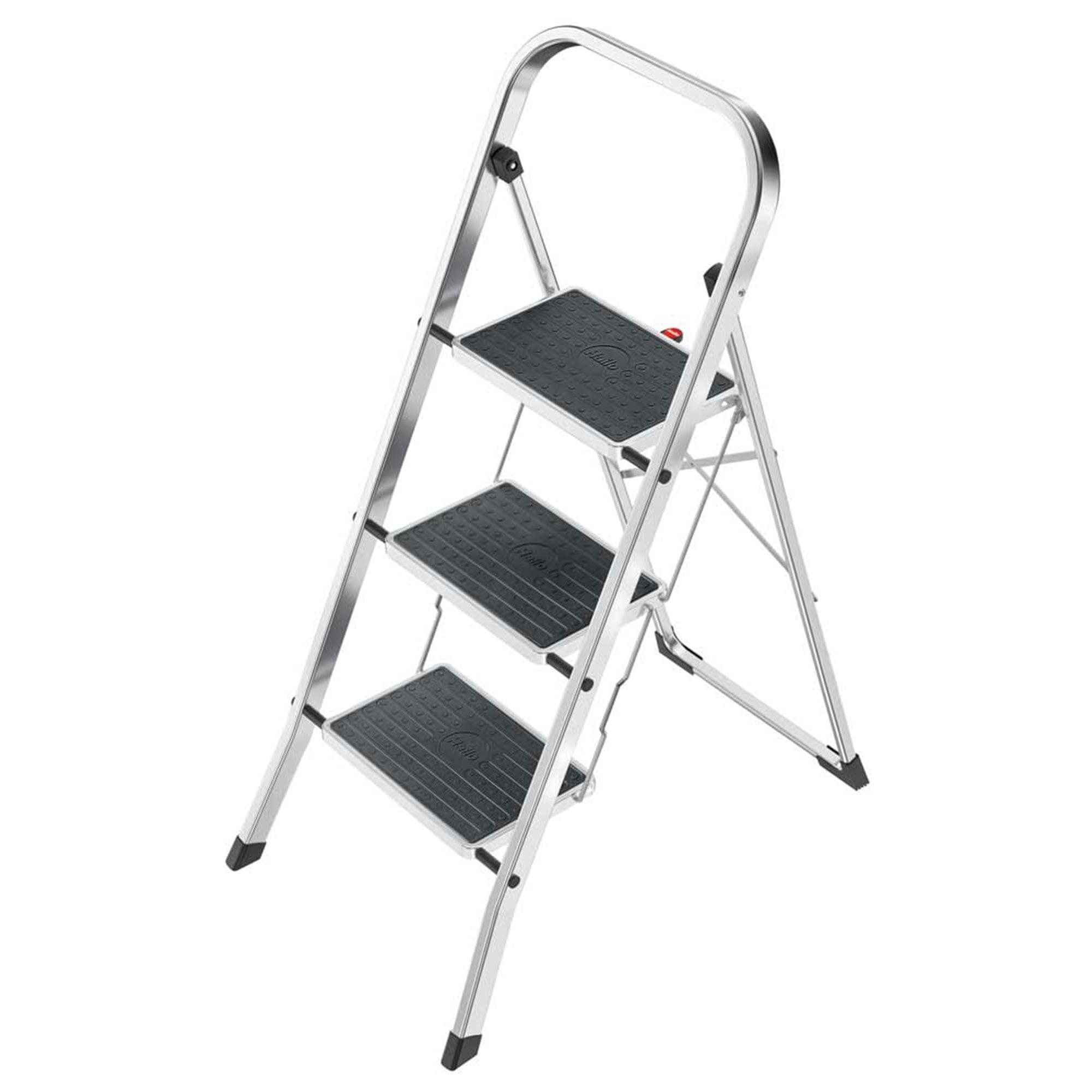 Hailo USA Inc. Hailo Folding Step Stool, Non-Slip 3 Step Ladder for Home & Kitchen, K70, Silver