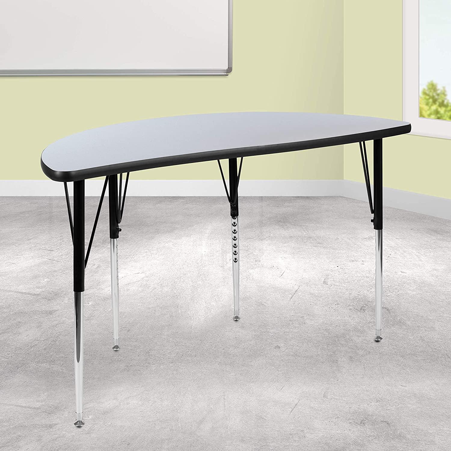 Adjustable Half Circle Wave Grey Laminate Activity Table