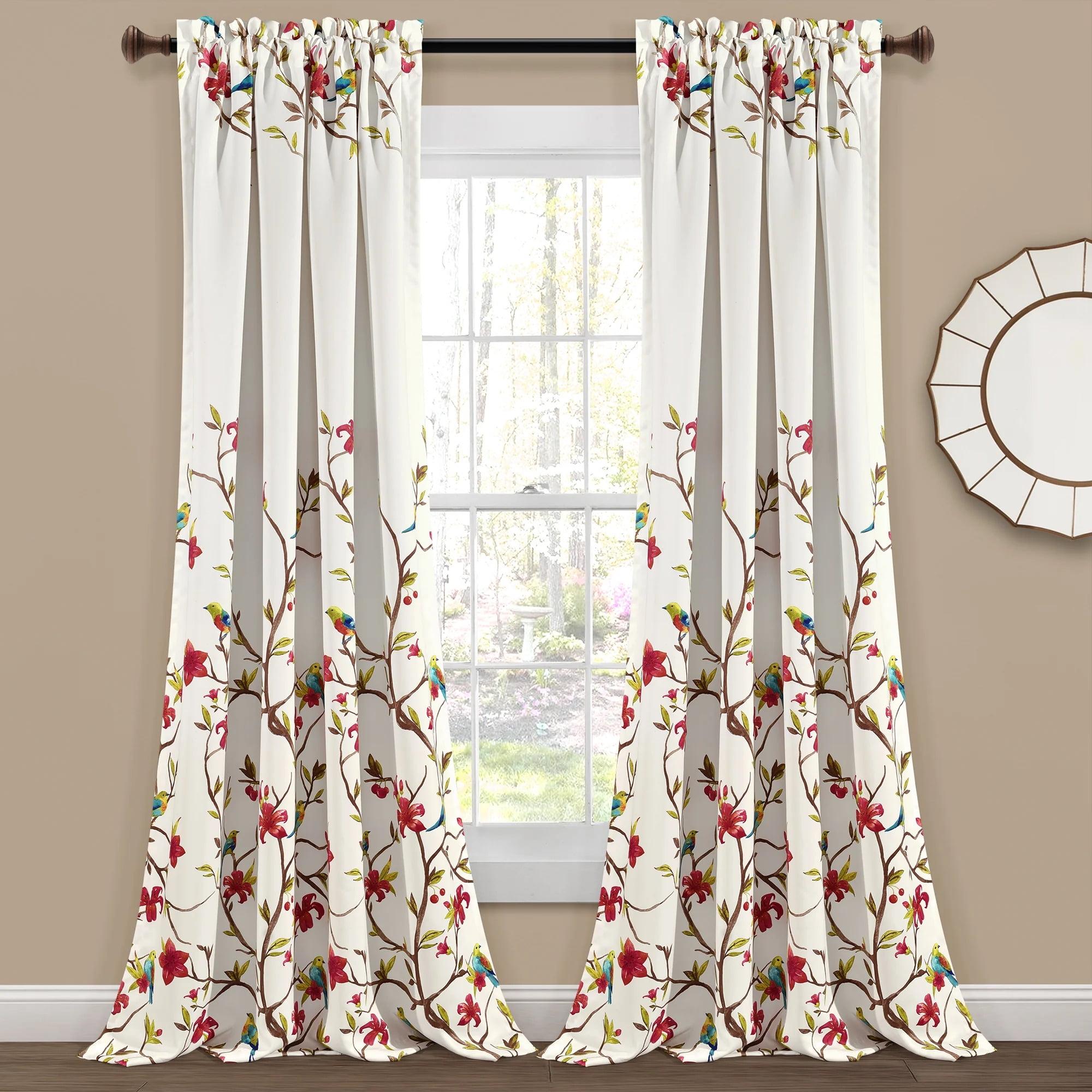 Set of 2 Neela Birds Light Filtering Window Curtain Panels - Lush Décor