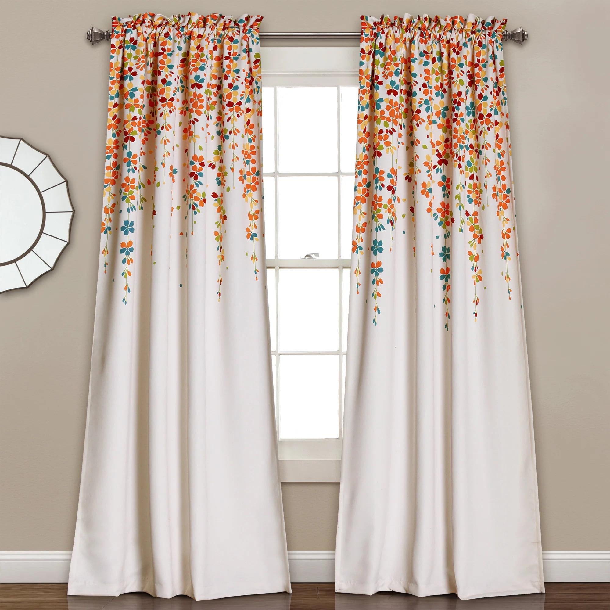 Lush Decor Weeping Flowers Floral Room Darkening Thermal Rod Pocket Curtain Panels (Set of 2)