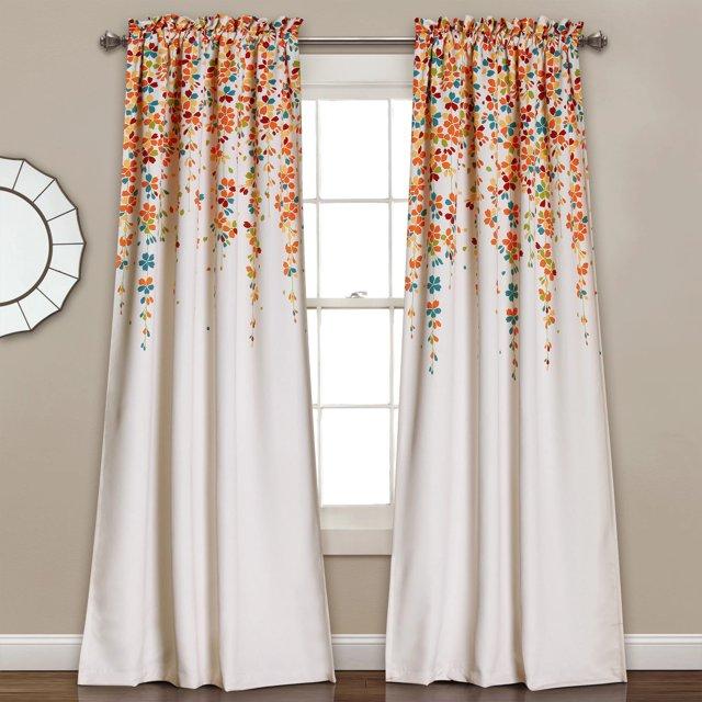 Lush Decor Weeping Flowers Floral Room Darkening Thermal Rod Pocket Curtain Panels (Set of 2)